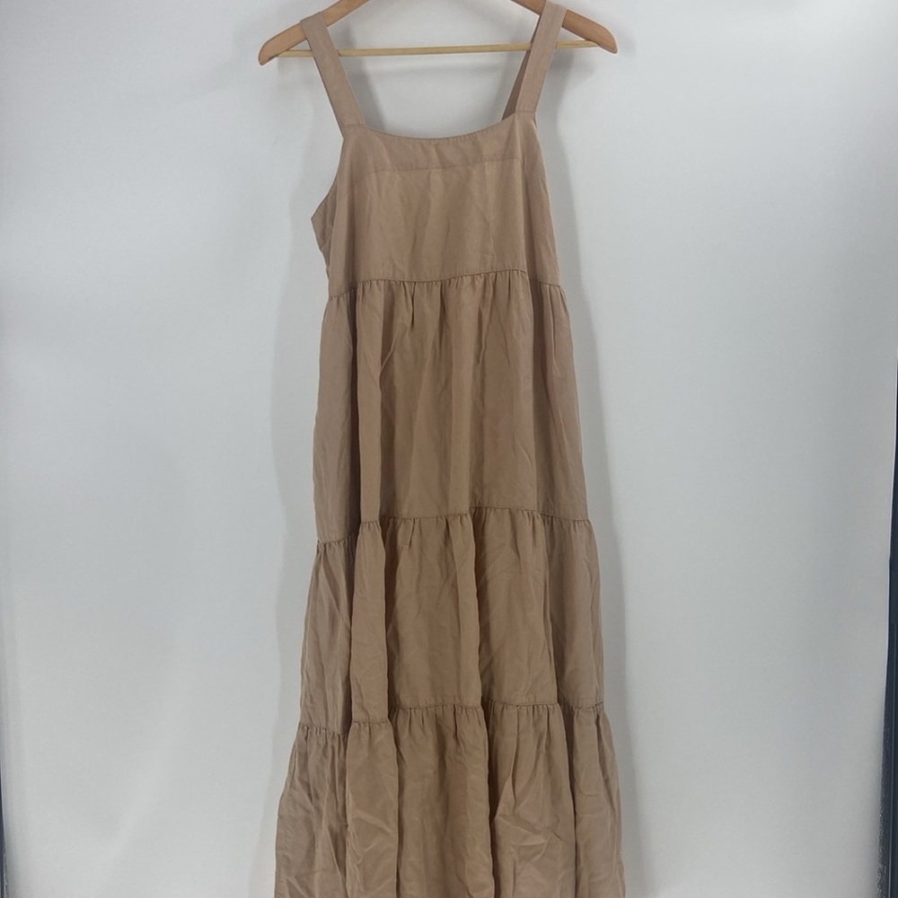The Drop beige tiered flouncy ruffle hem maxi sun dress neutral spring summer - Picture 15 of 16